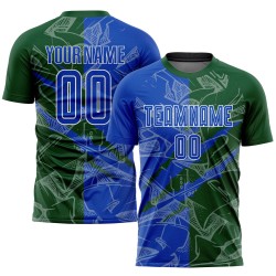 Pattern Graffiti Sublimation Custom Thunder Soccer Uniform Jersey Blue-Green Scratch