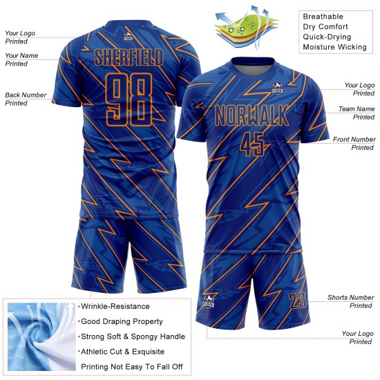 Orange Jersey Uniform Sublimation Bay Custom Soccer Royal Lightning