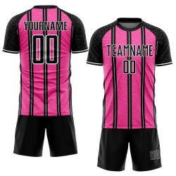 Jersey Line Black Custom Pink-White Uniform Sublimation Soccer Jersey Line Black Custom Pink-White Uniform Sublimation Soccer