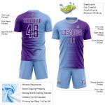 Light Custom Soccer Gradient Blue Purple-White Uniform Line Sublimation Jersey