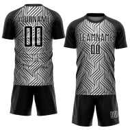 Black Custom Uniform Lines Sublimation Soccer White Jersey