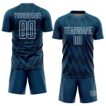 Custom Uniform Jersey Soccer Shapes White Sublimation Navy Geometric