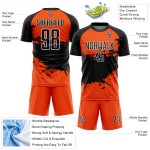 Jersey Custom Splash Sublimation Orange Black-White Uniform Soccer