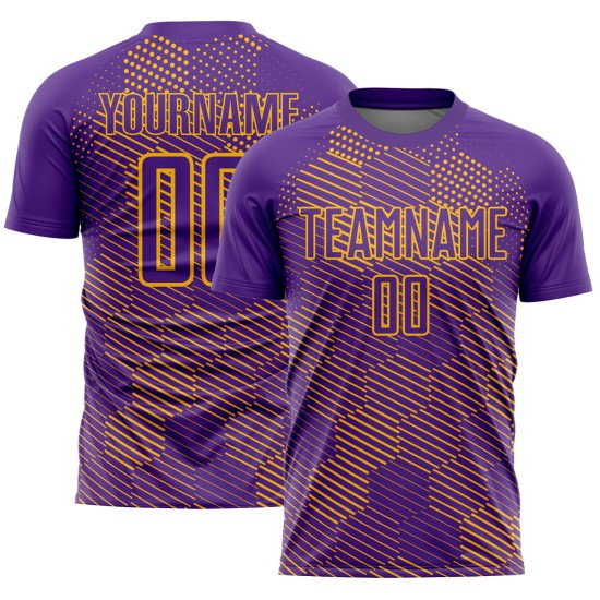 Purple Hexagon Uniform Gold Abstract Jersey Sublimation Soccer Custom