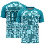 Geometric Abstract Uniform Black Jersey Teal Sublimation Soccer Custom Shapes