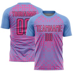 Soccer Shapes Jersey Light Pink-Black Sublimation Geometric Abstract Blue Custom Uniform