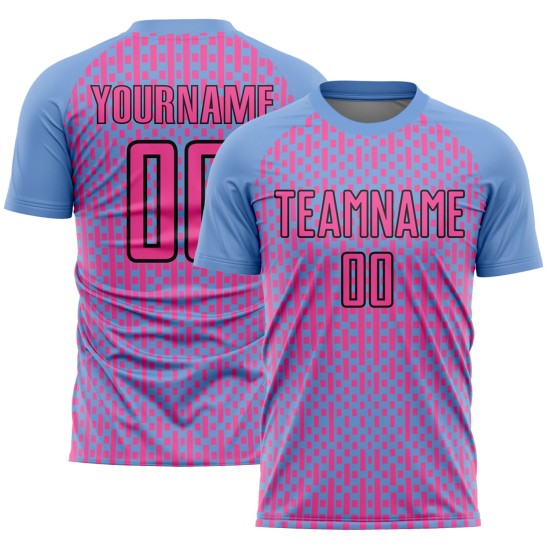 Soccer Shapes Jersey Light Pink-Black Sublimation Geometric Abstract Blue Custom Uniform