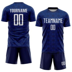 Geometric White-Royal Uniform Soccer Custom Navy Jersey Sublimation Shapes