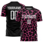 Soccer White-Pink Abstract Custom Black Splash Network Sublimation Uniform Jersey