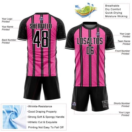 Jersey Line Black Custom Pink-White Uniform Sublimation Soccer